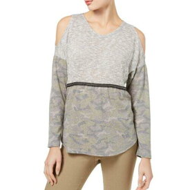 INC NEW Women's Camouflage Mixed-Media Cold Shoulder Casual Shirt Top TEDO レディース