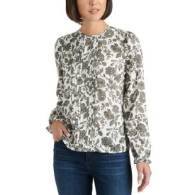 Lucky Brand ラッキー LUCKY BRAND NEW Women's Grey/ivory Floral Print Pintuck Blouse Shirt Top XS TEDO レディース