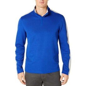 Alfani ALFANI NEW Men's Blue Combo Stretch Quarter-zip Mock Neck Casual Shirt M TEDO メンズ