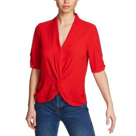1 State 1 STATE Women's Cherry Red Cinched Sleeve Twist Front Blouse Shirt Top XS TEDO レディース