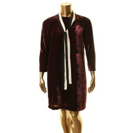 Marella マレーラ MARELLA NEW Women's Burgundy Contrast Tie-neck Velvet Shift Dress 10 TEDO レディース