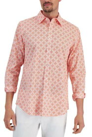 Club Room Men's Regular Fit Medallion Print Poplin Shirt Orange Size Medium メンズ