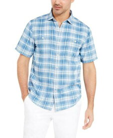 トミーバハマ Tommy Bahama Men's Desert Duo Plaid Shirt Blue Size Small メンズ