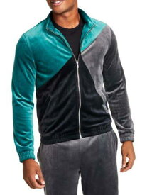 INC International Concepts INC Men's Regular Fit Pieced Colorblocked Velour Jacket Green Size Large メンズ