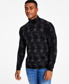 INC International Concepts INC Men's Cashmere Skull Print Turtleneck Sweater Black Size XX-Large メンズ