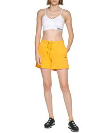 ディーケーエヌワイ DKNY Women's Cotton Embroidered Logo Shorts Yellow Size X-Large レディース