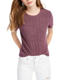 Crave Fame Women's Juniors Fleece Burnout T-Shirt Purple Size XS レディース