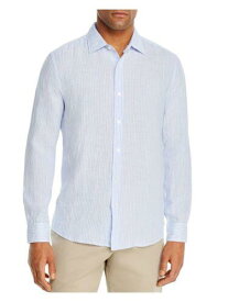 Designer Brand Mens Light Blue Striped Long Sleeve Classic Button Down Shirt XL メンズ