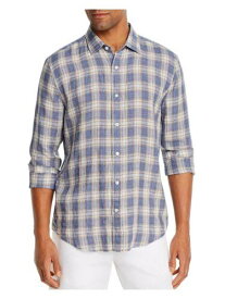 Designer Brand Mens Blue Plaid Long Sleeve Classic Fit Button Down Shirt M メンズ