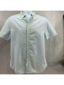 Designer Brand Mens Light Blue Short Sleeve Slim Fit Cotton Casual Shirt M メンズ