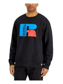 ラッセル RUSSELL ATHLETIC Mens Ricardo Black Logo Graphic Long Sleeve Fleece Sweatshirt S メンズ