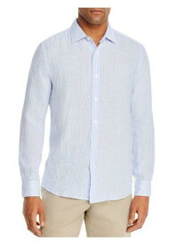 Designer Brand Mens Light Blue Striped Long Sleeve Classic Button Down Shirt L メンズ