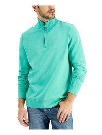 CLUBROOM Mens Light Blue Mock Neck Classic Fit Quarter-Zip Fleece Sweatshirt S メンズ