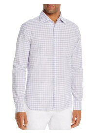 Designer Brand Mens Purple Gingham Long Sleeve Classic Fit Button Down Shirt M メンズ
