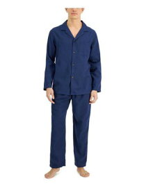 CLUBROOM Mens Navy Notched Collar Long Sleeve Top Straight leg Pants Pajamas XL メンズ
