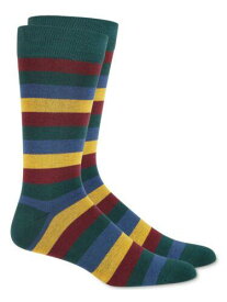 BAR III Mens Green Striped Ribbed Colorful Dress Crew Socks 7-12 メンズ