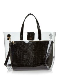 AQUA Women's Black PVC Double Flat Strap Handbag Purse レディース