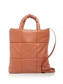 AQUA Women's Brown Quilted Solid Double Flat Strap Crossbody Handbag Purse レディース