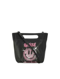 GANNI Women's Black Double Handle Trim Logo Adjustable Tote Handbag Purse レディース
