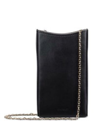 CAFUNE Women's Black Leather Chain Strap Phone Pouch レディース