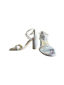 ナインウエスト NINE WEST Womens Silver Embellished Adjustable Celebra Open Toe Sandals 8 M レディース