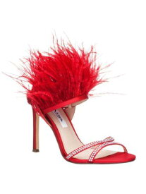 ニーナ NINA Womens Red Feather Dalva Round Toe Stiletto Buckle Dress Heeled Sandal 5 M レディース