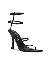 ナインウエスト NINE WEST Womens Black Strappy Adjustable Aves Square Toe Heeled Sandal 9.5 M レディース