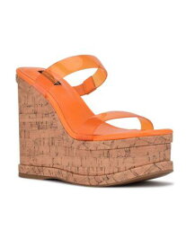 ナインウエスト NINE WEST Womens Orange CorkRapps Toe Wedge Slip On Heeled Sandal 9.5 M レディース