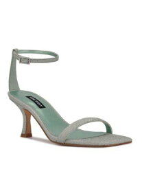 ナインウエスト NINE WEST Womens Green Glitter Ripe Open Toe Kitten Heel Heeled Sandal 7 M レディース