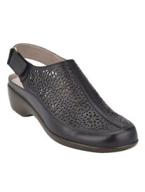 イージー ピリット EASY SPIRIT Womens Black Navy Slingback Dawn Almond Wedge Leather Clogs 8.5 WW レディース