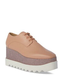 STELLAMCCARTNEY Womens Pink 2-1/2 Platform Elyse Almond Wedge Oxford Shoes 37.5 レディース