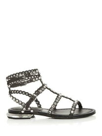 アッシュ ASH Womens Black Gem Jewel Heel Sasha Sculpted Heel Leather Gladiator Sandles 36 レディース