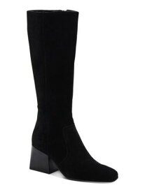 AQUA COLLEGE Womens Black Tori Square Toe Stacked Heel Suede Boots Shoes 8 M レディース