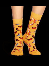 ハッピーソックス HAPPY SOCKS Womens Orange Printed Casual Crew Socks 10-13 レディース