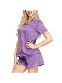 INK + IVY Womens Purple Short Sleeve Top and Shorts Pajamas L レディース
