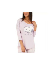 MUNKI MUNKI Intimates Purple 3/4 Sleeve Curved Hem Sleep Shirt Pajama Top S レディース