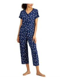CHARTER CLUB Intimates Blue Button Front Trim Vented Hem Pajama Top S レディース