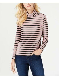 CHARTER CLUB Womens Pink Striped Long Sleeve Turtle Neck Top PXL レディース