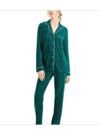 ALFANI INTIMATES Intimates Green Chest Pocket Notch Collar Pajama Top M レディース