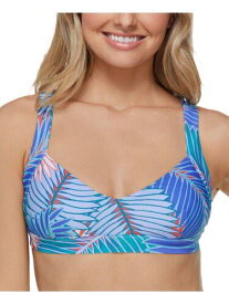 RAISINS Women's Blue Palm Print Bikini Tie Beach Life Swimsuit Top S レディース
