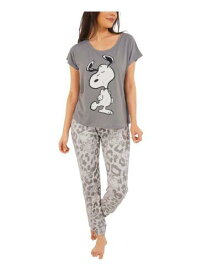 MUNKI MUNKI Womens Gray Drawstring T-Shirt Top Cuffed Pants Pajamas S レディース