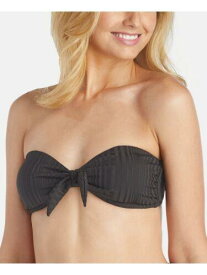 RAISINS Women's Black Tie Textured Beach Cove Bandeau Swimsuit Top S レディース