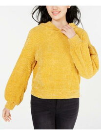 FISHBOWL Womens Yellow Textured Long Sleeve Hooded Crop Top Sweater Juniors M レディース