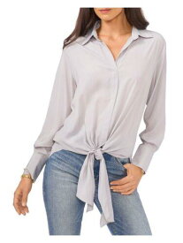 ヴィンス VINCE CAMUTO Womens Gray Cuffed Sleeve Point Collar Button Up Top S レディース