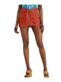 INC Womens Orange Zippered Textured Sarong Tie Waist High Waist Shorts 2 レディース