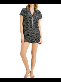 ALFANI Womens Black Short Sleeve Button Up Top and Shorts Pajamas XXL レディース