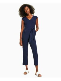 BAR III DRESSES Womens Navy Self Tie Waist Scuba Straight leg Jumpsuit S レディース