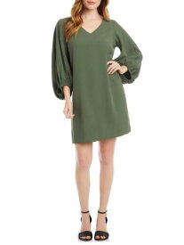 カレンケーン KAREN KANE Womens Green Long Sleeve V Neck Short Shift Dress XS レディース