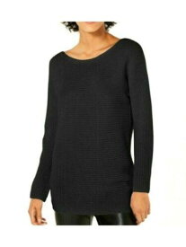 BAR III Womens Black Crisscross-back Long Sleeve Scoop Neck Tunic Sweater XS レディース