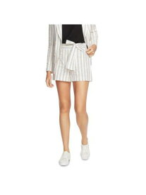 1. STATE Womens White Zippered Tie-waist 2-1/2 Inseam Striped Shorts 8 レディース